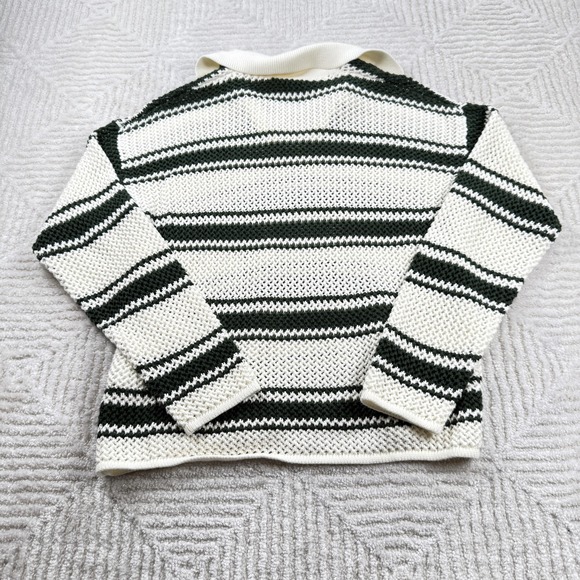 Madewell Sweater Womens S Striped Collared Knit Pullover Coastal Preppy Resort - Picture 2 of 11